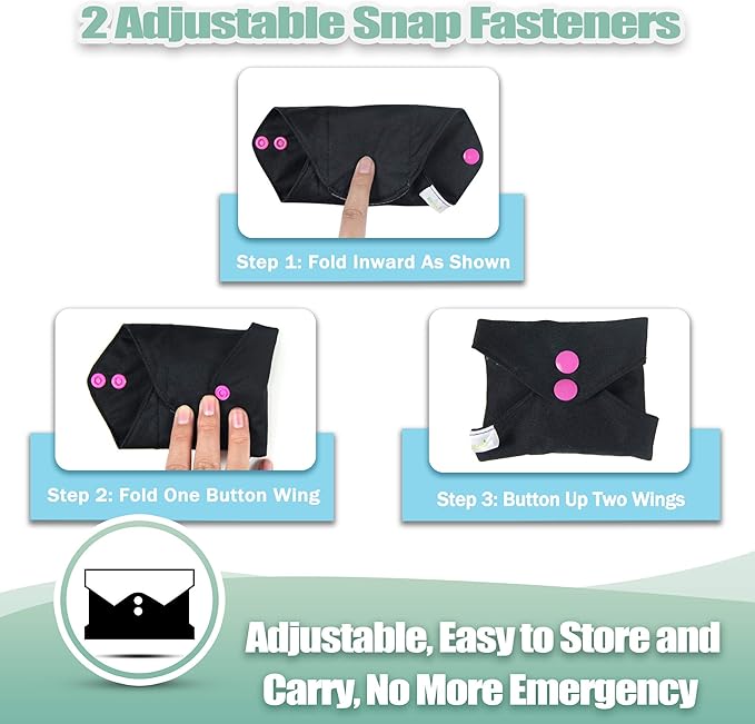 Almohadillas Menstruales Reutilizables de Bambú x 6 unidades Color negro