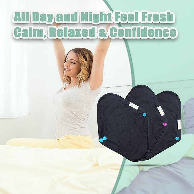 Almohadillas Menstruales Reutilizables de Bambú x 6 unidades Color negro