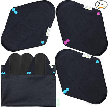 Almohadillas Menstruales Reutilizables de Bambú x 6 unidades Color negro