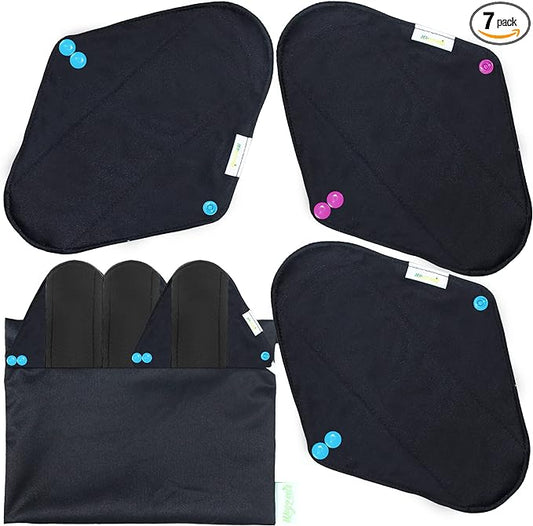 Almohadillas Menstruales Reutilizables de Bambú x 6 unidades Color negro